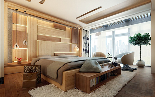 Mẫu phòng ngủ làm từ gỗ tiện nghi